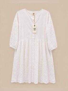 The Good Hart White Eyelet Button-Front Cotton Summer Dress